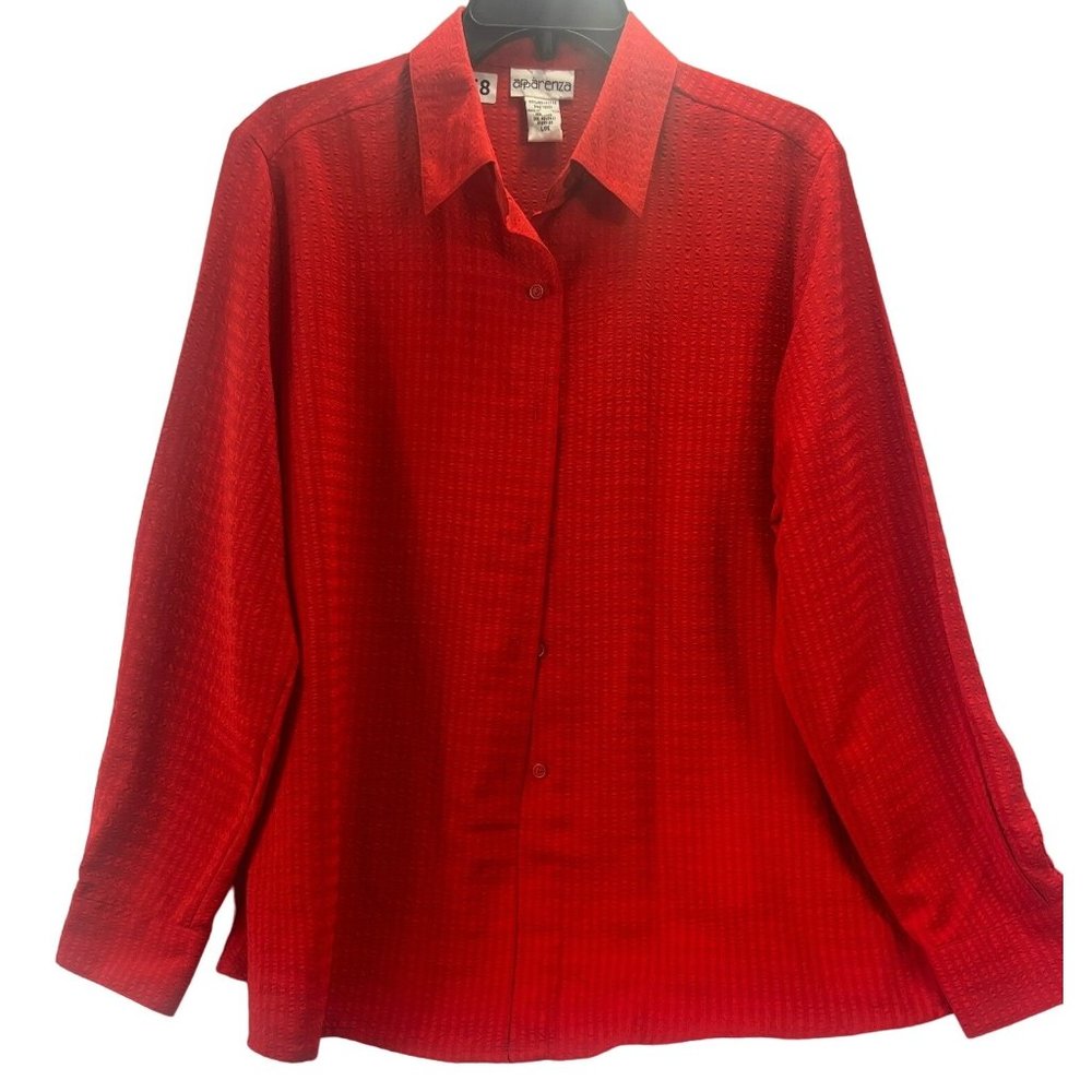 Apparenza women long sleeve shirt, color red, size L, button down